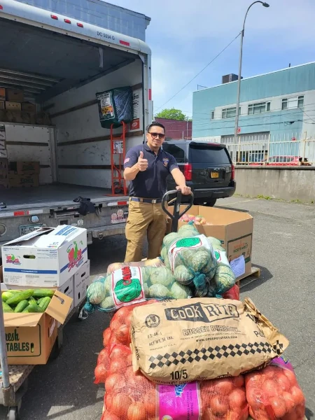 Chaplains recollecting vegetable and fruits for donation